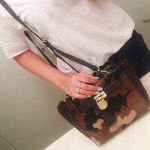 Michael Kors Hamilton calf hair messenger bag